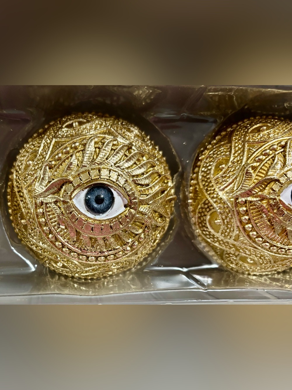 Tahari Gold Embossed Eye 3 Pack Decorative Spheres - Picture 6 of 7